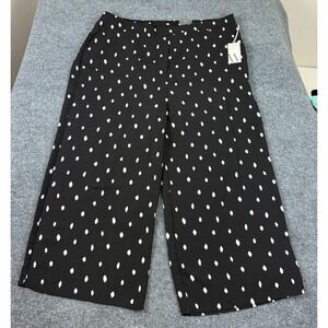 Worthington Women's Black Polka Dot Wide Leg Pants Pull On Size 2X NWT